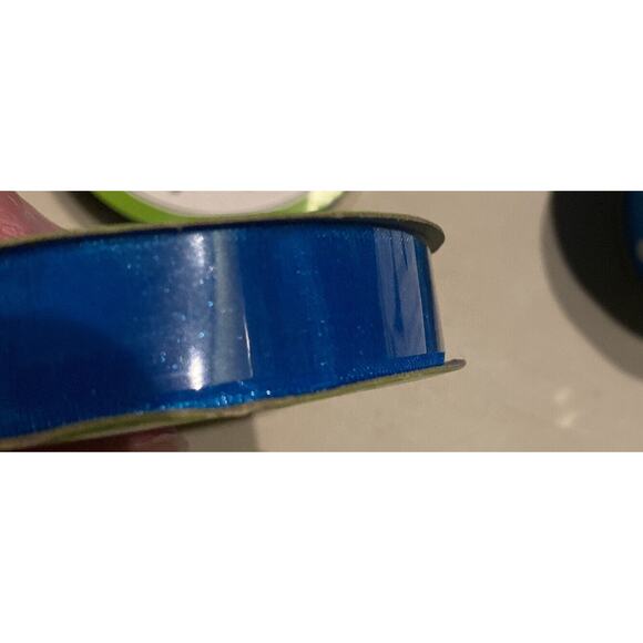Offray Polka Dot Ribbon Spools (4) 1-1/2" X 9" Island Blue + 2 Blue Sheer Ribbon - Picture 8 of 9